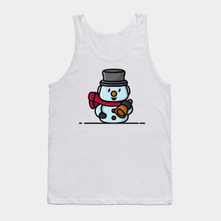 Snowman with hat and scarf cartoon character vector icon illustration. Tank Top